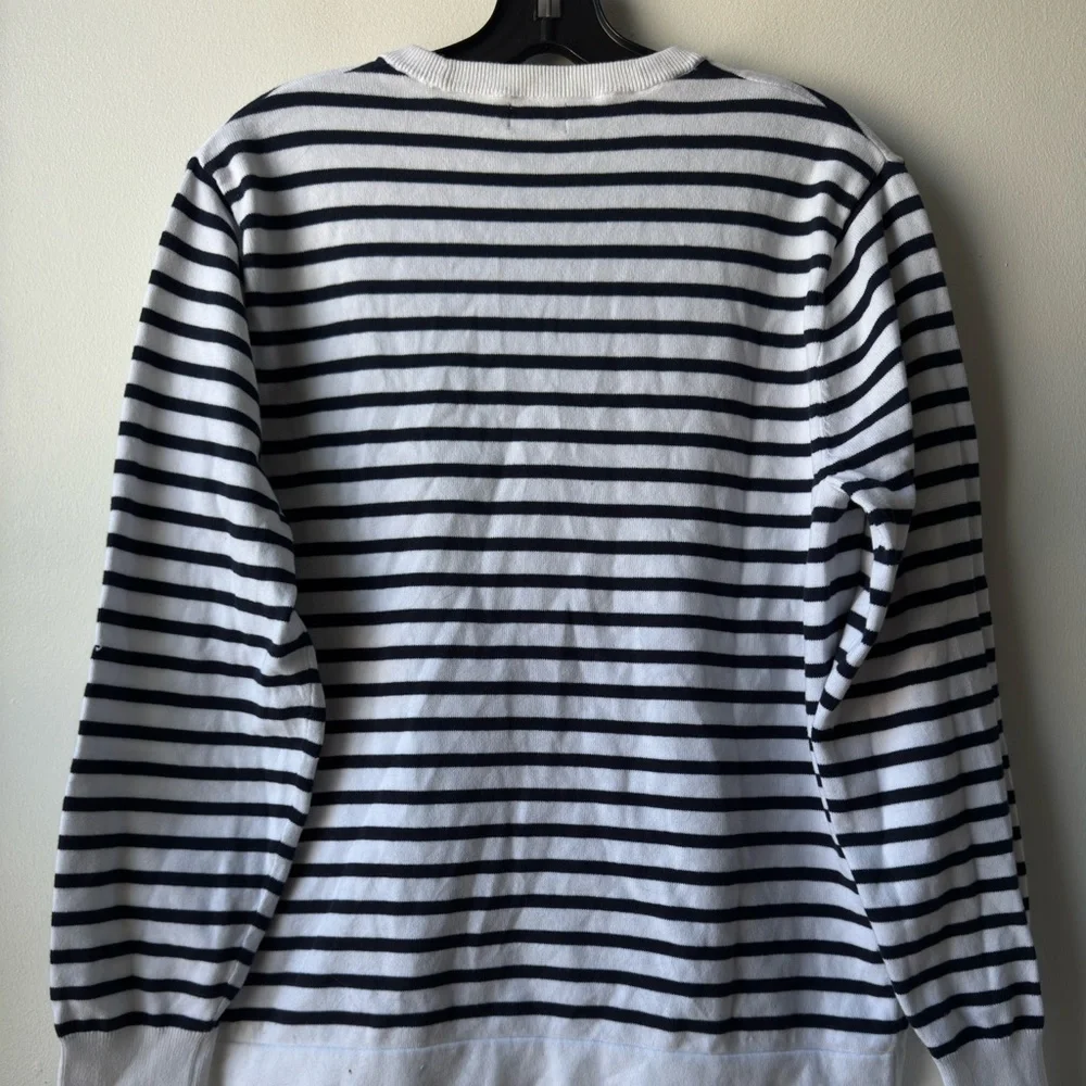 J. Crew Women's Crewneck Sweater - Black and White Stripes - Picture 4 of 12